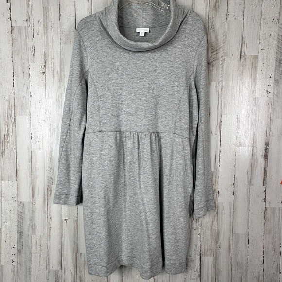 J. Jill Dresses & Skirts - J Jill Dress Cowl Neck Knit Dress Petite M Gray Pockets Long Sleeve Sweatshirt